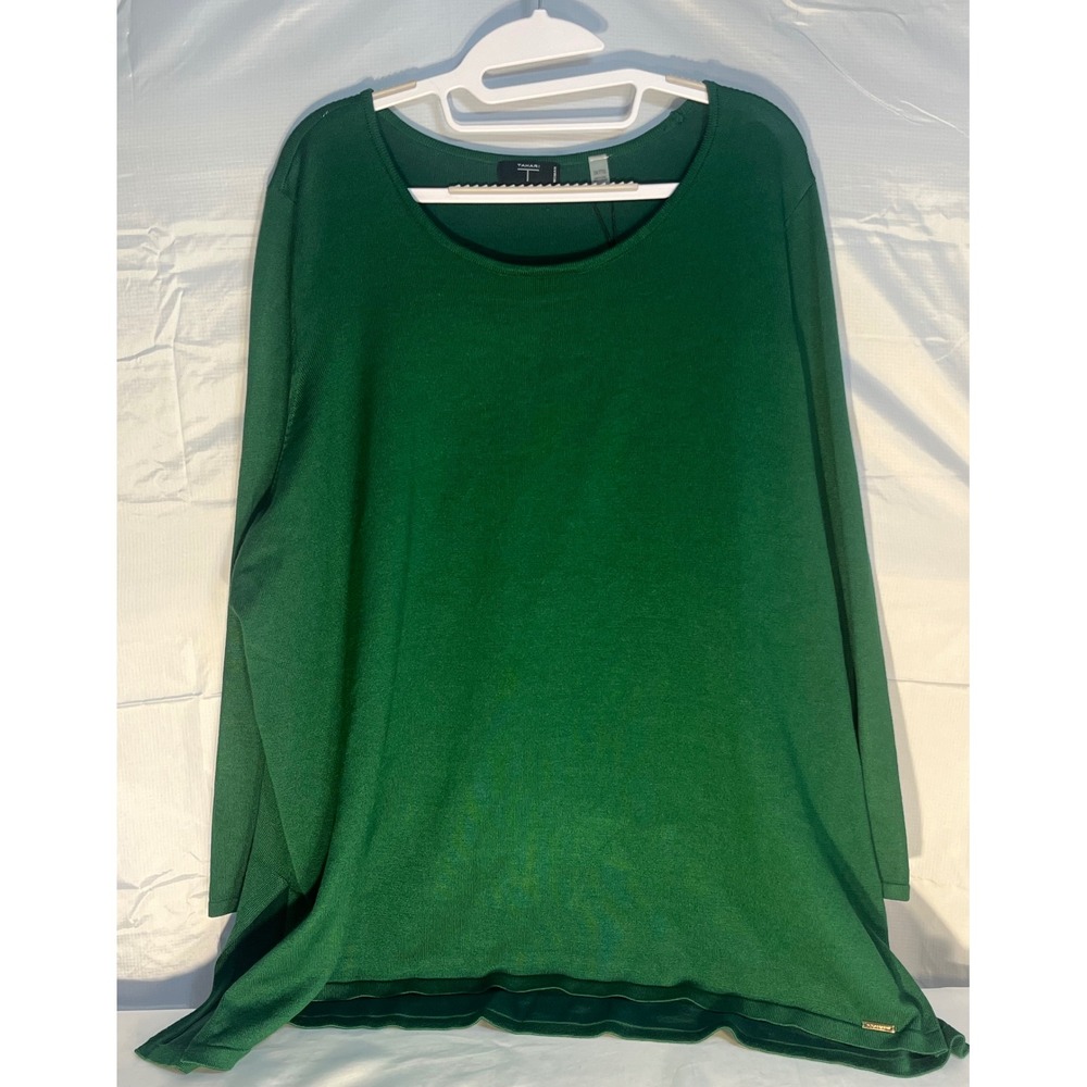 T Tahari Woman Emerald Green Crew Neck 3/4 Sleeve Sweater 2X NWT TH44359W